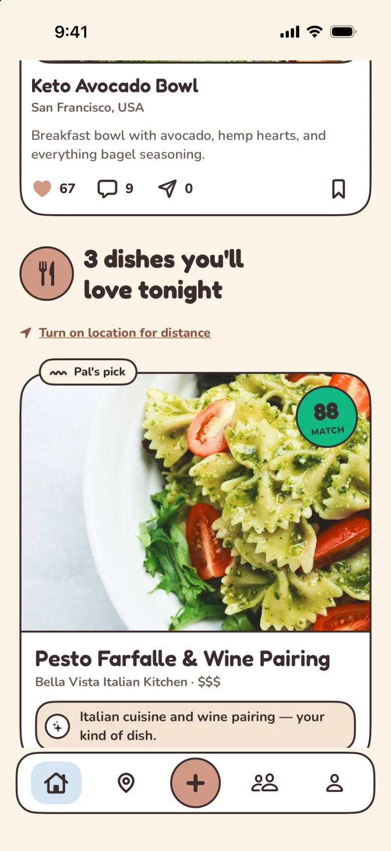 The Picks headline, 3 dishes you’ll love tonight, beside the hungry mood icon sticker